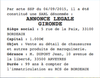 annonce legale gironde